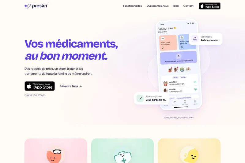 Le site Preskri, application de suivi des traitements